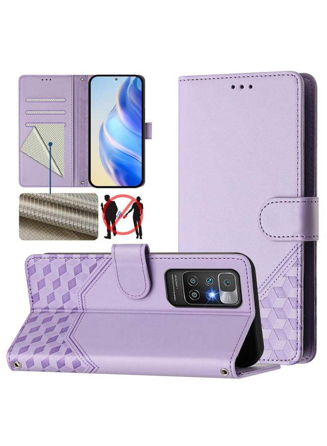 اس-توب جراب لهاتف Redmi 10 2022 / 2021 جراب هاتف جلدي منقوش بتقنية RFID على شكل قرص العسل - Image 1