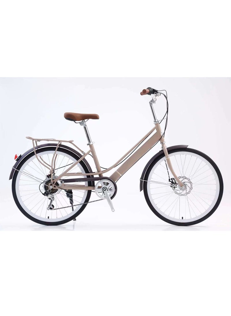 GT-Wheel - Lady Bike 24 Inch Retro Urban Bicycle Women Step-Through 7 Speed Commuter - Image 1