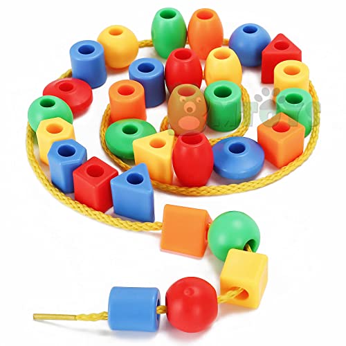 BMTOYS Lacing Beads for Kids - 70pcs Threading Beads Occupational Therapy Toys for Kids Fine Motor Skills Developmental Activity OT Toys - Image 5
