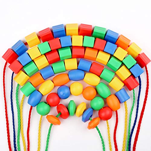 BMTOYS Lacing Beads for Kids - 70pcs Threading Beads Occupational Therapy Toys for Kids Fine Motor Skills Developmental Activity OT Toys - Image 2