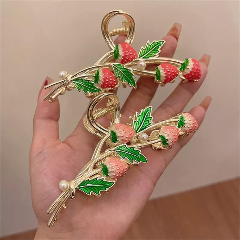 Dartler Strawberry Hair Clutcher For Women | Stylish Hair Claw For Girls | Trendy Alloy Metal Clips | Premium & Fashionable Girls Hair Accessories | Suitable In Various Occasions | Pack 1 - Image 4