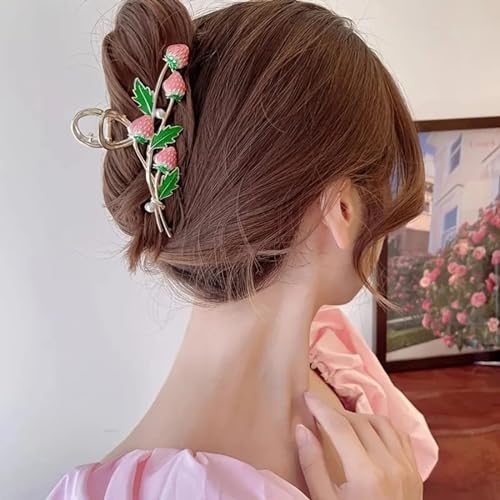 Dartler Strawberry Hair Clutcher For Women | Stylish Hair Claw For Girls | Trendy Alloy Metal Clips | Premium & Fashionable Girls Hair Accessories | Suitable In Various Occasions | Pack 1 - Image 1
