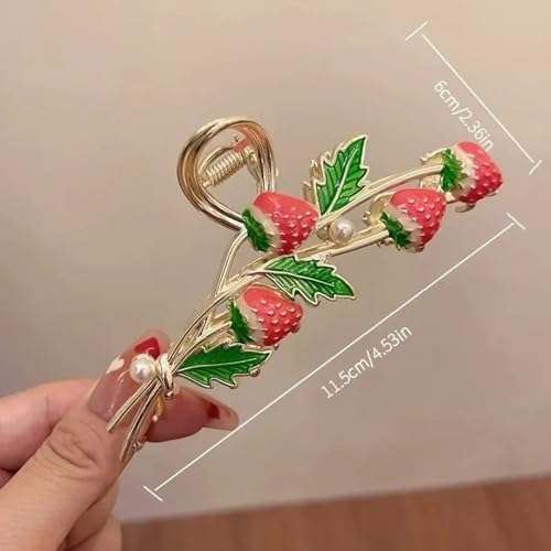 Dartler Strawberry Hair Clutcher For Women | Stylish Hair Claw For Girls | Trendy Alloy Metal Clips | Premium & Fashionable Girls Hair Accessories | Suitable In Various Occasions | Pack 1 - Image 2