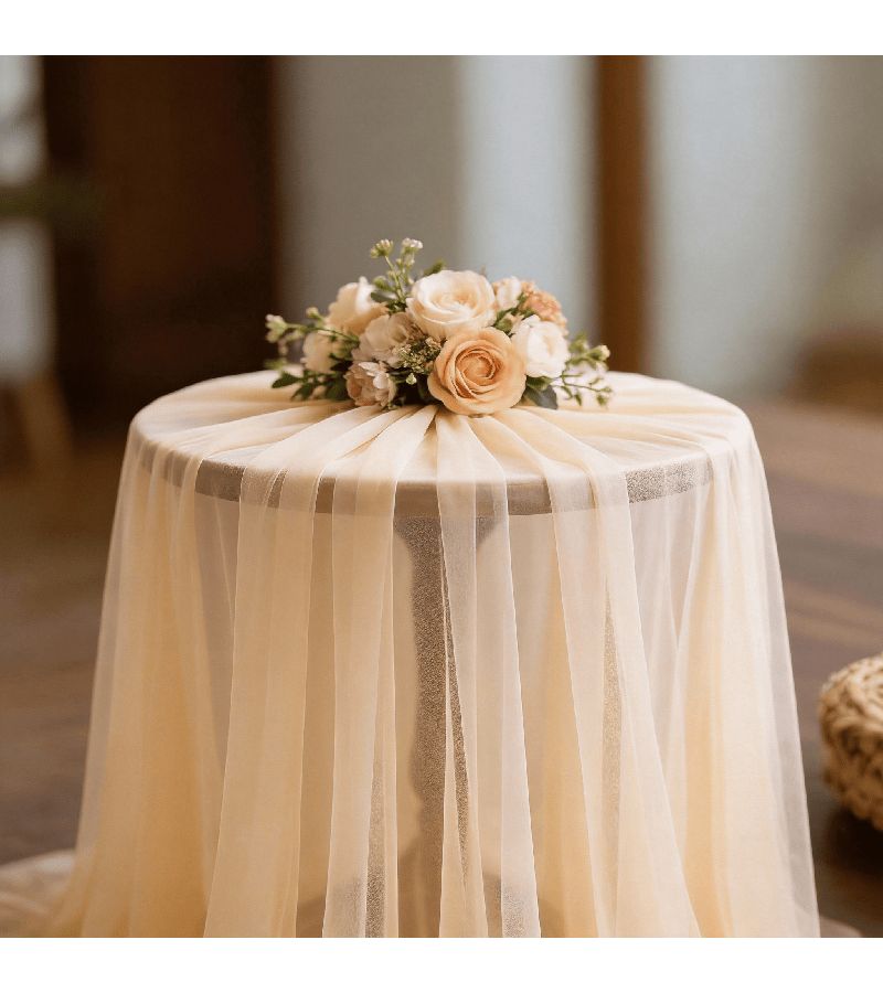 Champagne Tulle Fabric Roll 164ft For Wedding Arch Party Decor - Image 4