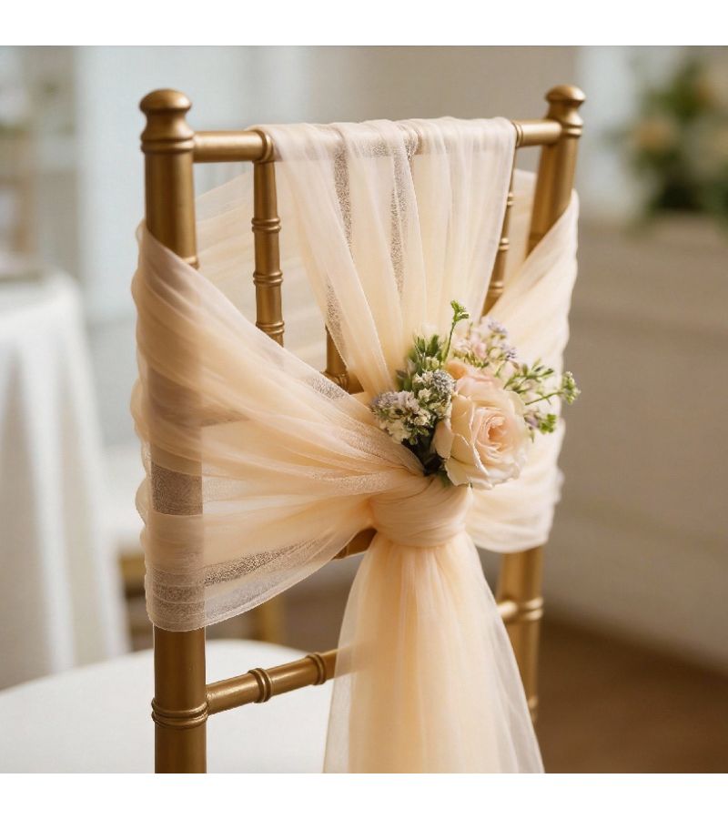 Champagne Tulle Fabric Roll 164ft For Wedding Arch Party Decor - Image 5