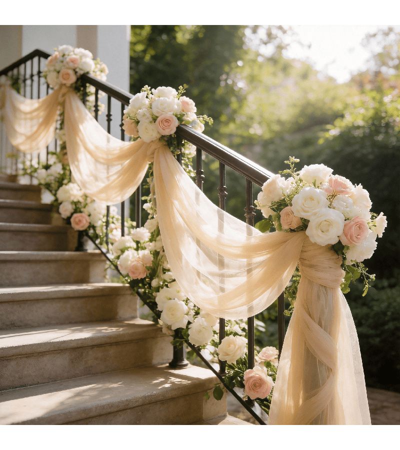 Champagne Tulle Fabric Roll 164ft For Wedding Arch Party Decor - Image 2