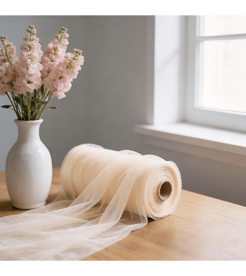 Champagne Tulle Fabric Roll 164ft For Wedding Arch Party Decor - Image 1