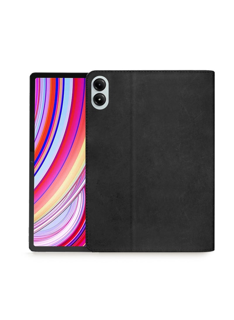 Techie جراب ذكي عالي الجودة من الجلد مع غطاء حماية كامل مع حامل مغناطيسي لجهاز Xiaomi Redmi Pad Pro مقاس 12.1 بوصة 2024 - أسود - Image 1