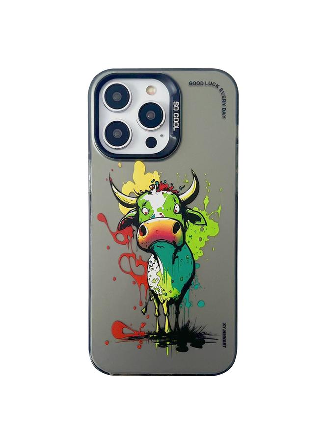 S-TOP Case For iPhone 13 Pro Double Layer Color Silver Series Animal Oil Painting Phone Case - Image 1