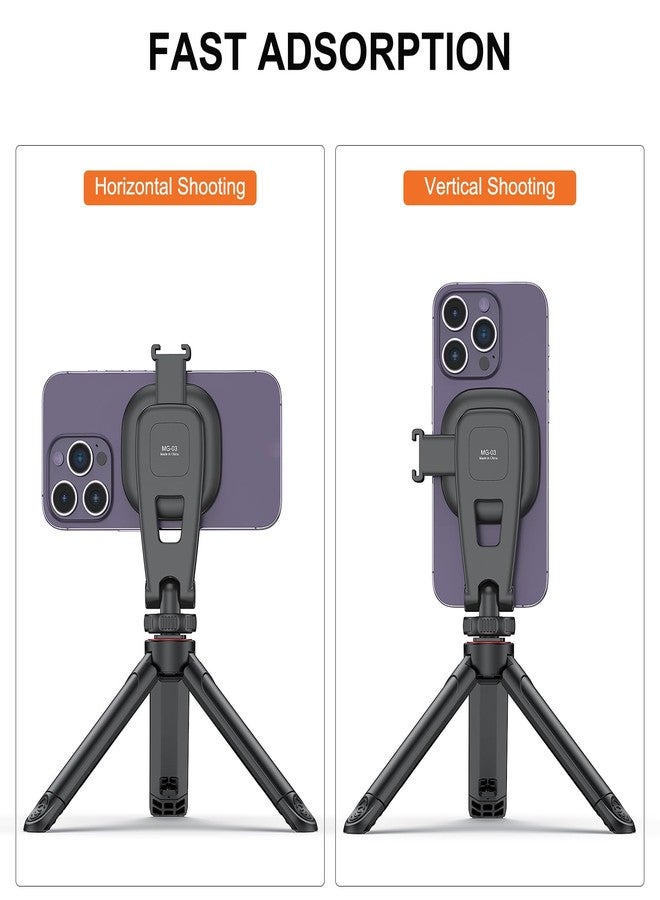 في ار اي جي حامل ثلاثي مغناطيسي للهواتف من VRIG طراز MG-03، حامل ثلاثي متوافق مع قاعدة Magsafe Cold Shoe لهواتف iPhone من سلسلة 14 و13 و12، حلقة مغناطيسية متوافقة مع جميع الهواتف وجميع أنواع الأغطية، دوران 360 درجة، مناسب للحوامل الثلاثية والكاميرات. - Image 3