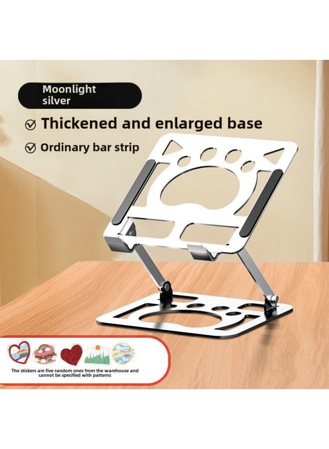 Laptop Stand Metal Tablet Support Stand Portable Lifting Height Increasing Desktop Office Adjustable Multifunctional-Color:/carbon Steel Haoyue Silver Computer Stand + 5 Ins Stickers  - Image 1