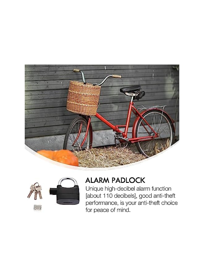 PROMASS Alarm Lock, Anti Theft Locks Loud Alarm Lock Universal Security Alarm Lock System Anti-Theft Weatherproof for Door Motor Bicycle Padlock with 3 Keys - Image 3