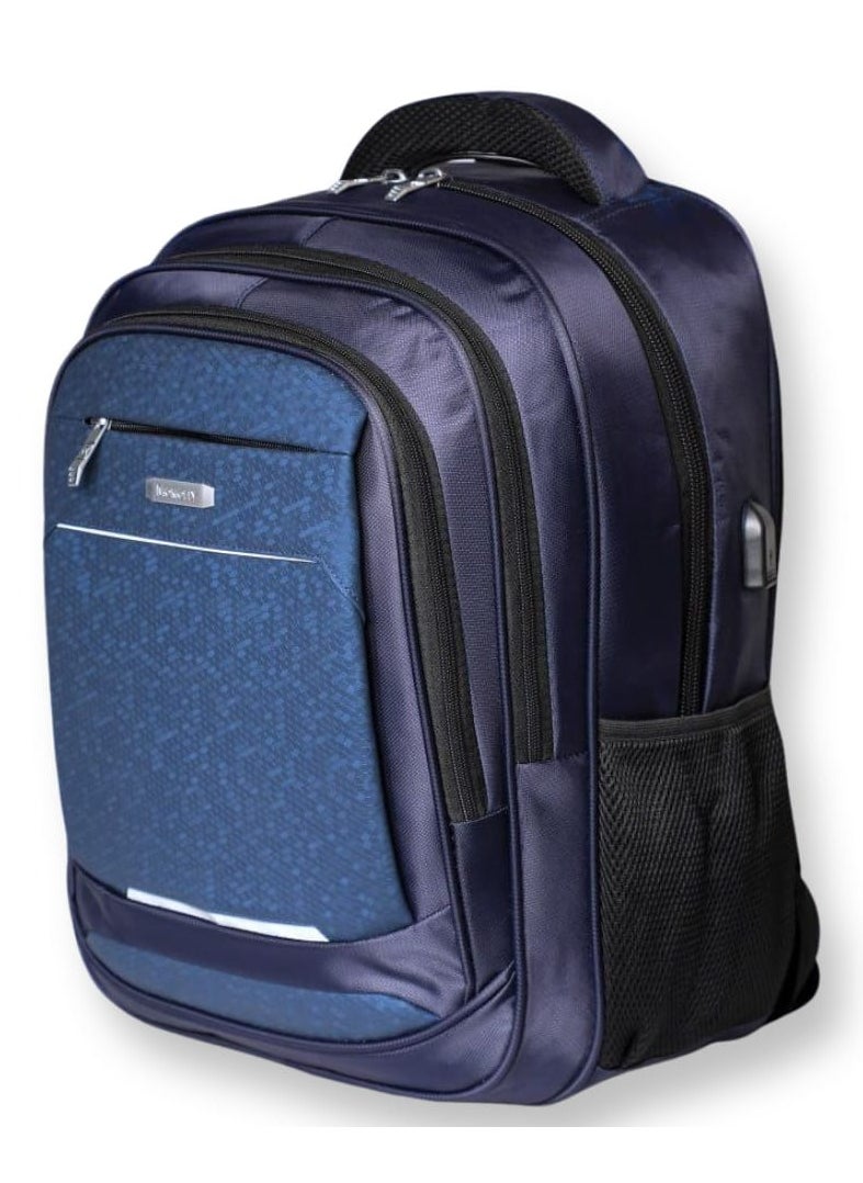 MOMOLLY MOMOLLY 15.6" Laptop Backpack with USB Port and Cable, Navy Blue, for Adults and Unisex  - Image 1
