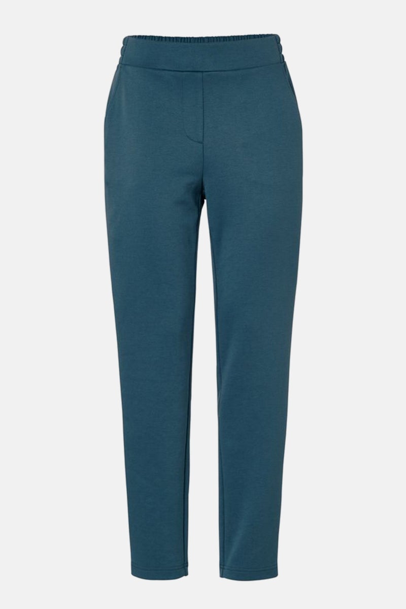 Tchibo Women Regular Fit Solid Straight Leg Pants, Teal Green - Image 2
