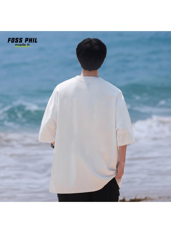 Foss Phil Short-sleeve T-shirt For Men And Women, Summer Lightweight Loose-fit Trendy Couple Undershirt Versatile Menswear Dt21 Black 2XL - Image 4