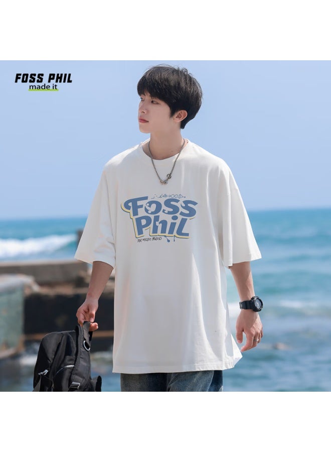 Foss Phil Short-sleeve T-shirt For Men And Women, Summer Lightweight Loose-fit Trendy Couple Undershirt Versatile Menswear Dt21 Black 2XL - Image 5