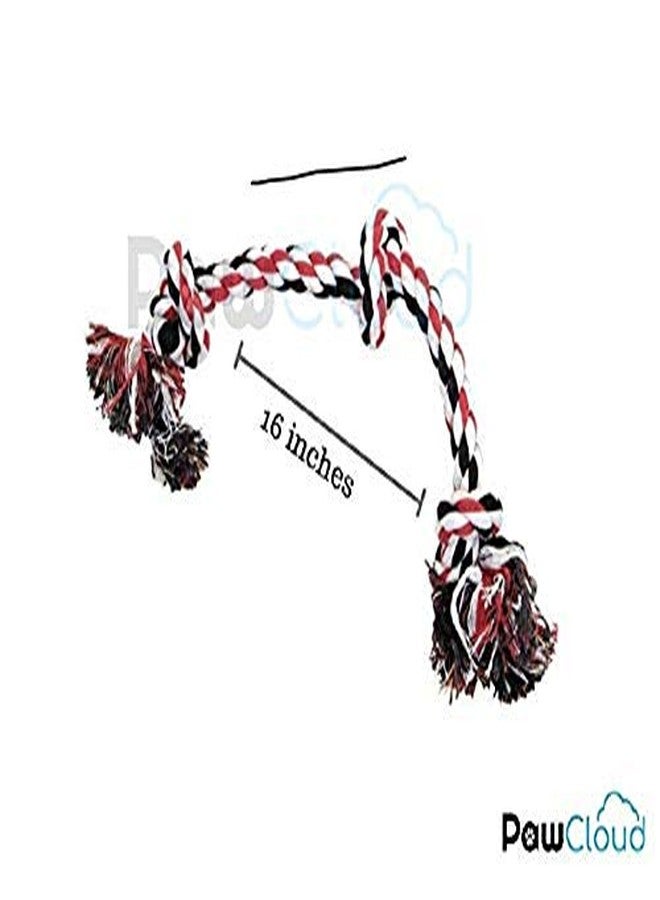 PawCloud Multicolour 3 Knots Cotton Rope Dog Toy - 16 inche and Dog Hole Ball Toy Large - Image 2