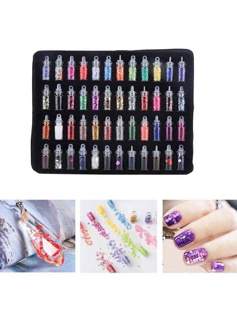 أوريتي 48 زجاجة من بودرة طلاء الأظافر اللامعة والترتر - Image 2