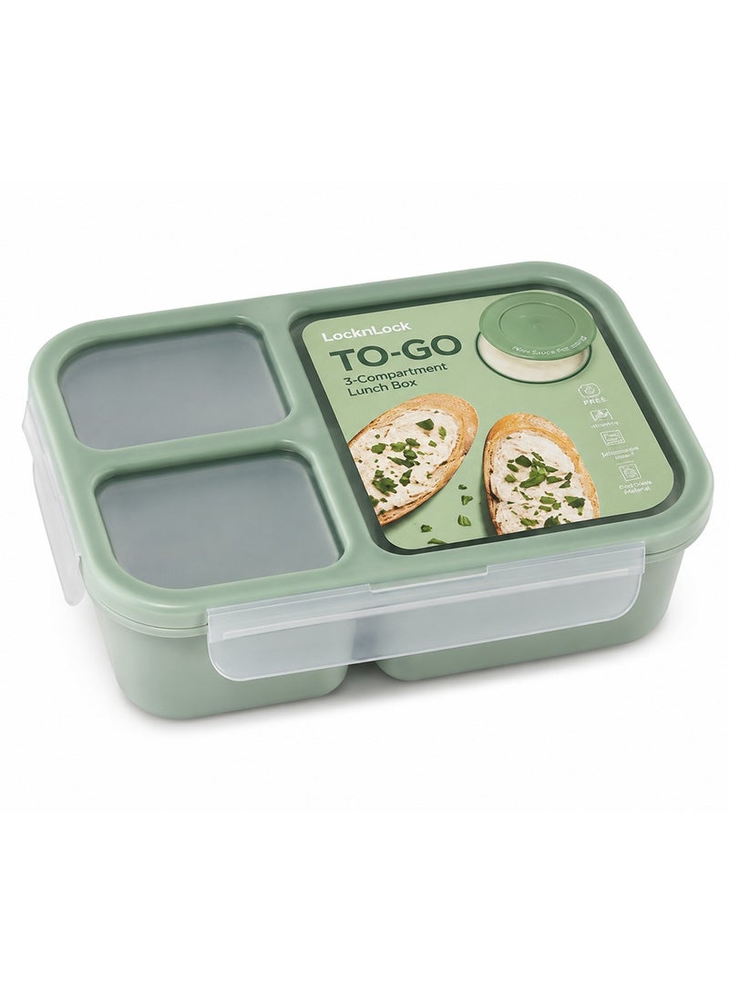 LOCK & LOCK LocknLock To Go Lunch Box 980ml Mint, Leak-Proof Bento Lunch Box with Compartments, Microwave, Freezer & Dishwasher Safe, Portable Food Storage for Work, School & Travel - Image 1