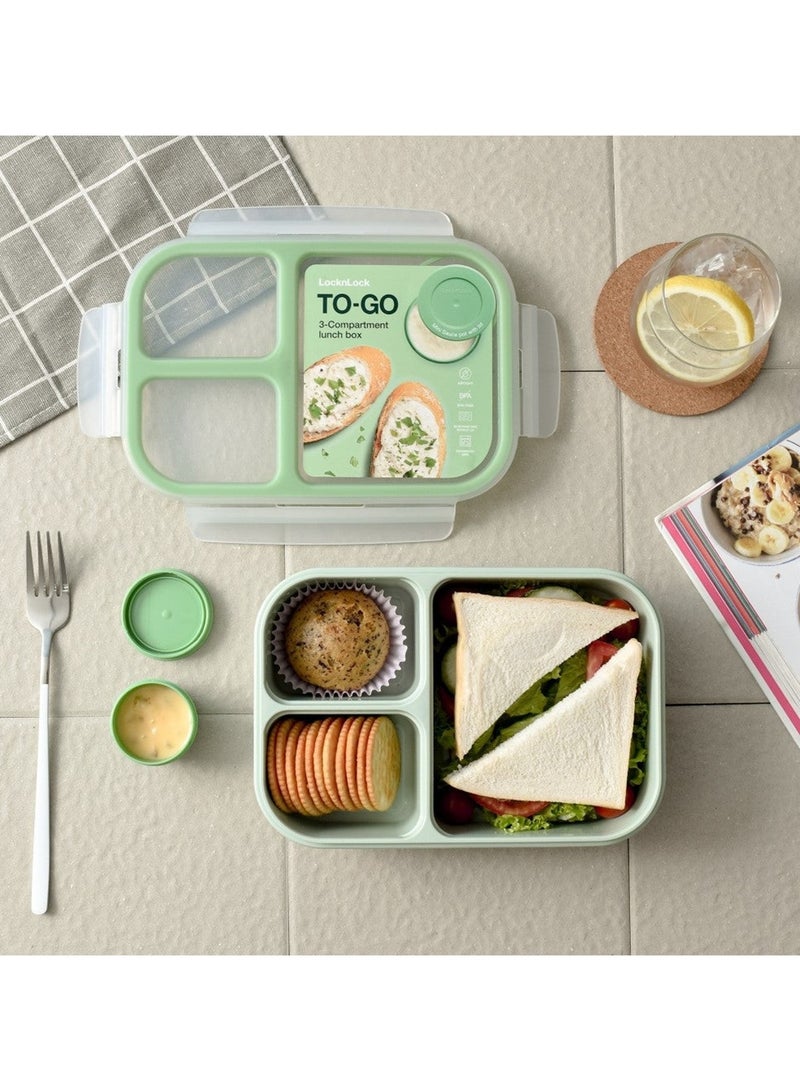 LOCK & LOCK LocknLock To Go Lunch Box 980ml Mint, Leak-Proof Bento Lunch Box with Compartments, Microwave, Freezer & Dishwasher Safe, Portable Food Storage for Work, School & Travel - Image 5
