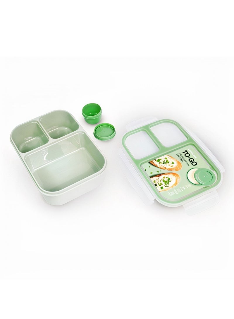 LOCK & LOCK LocknLock To Go Lunch Box 980ml Mint, Leak-Proof Bento Lunch Box with Compartments, Microwave, Freezer & Dishwasher Safe, Portable Food Storage for Work, School & Travel - Image 2