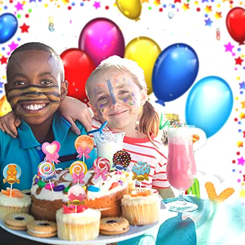 yueton 24PCS Candyland Cupcake Toppers Lifelike Lollipop Candy Ice Cream Cake Toppers Cute Sweet Cupcake Decorations for Candyland Theme Birthday Party Baby Shower Wedding Christmas - Image 5