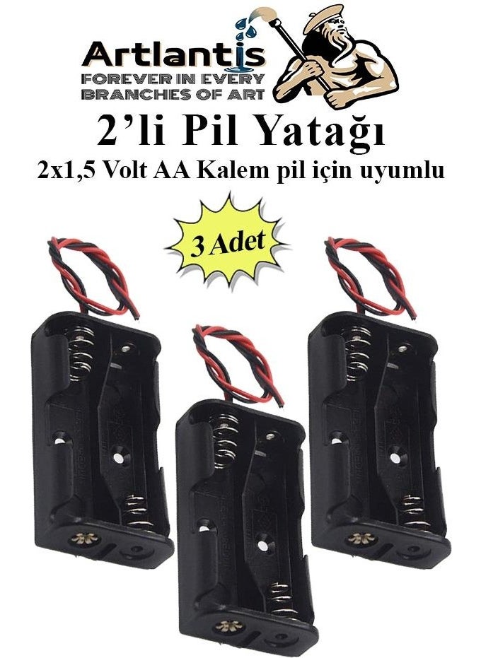 Artlantis 2 Li Battery Holder Experiment 3 Battery Holders Battery Box Aa Pen Thick Battery 2x1.5 Volt Spring Battery Holder  - Image 1