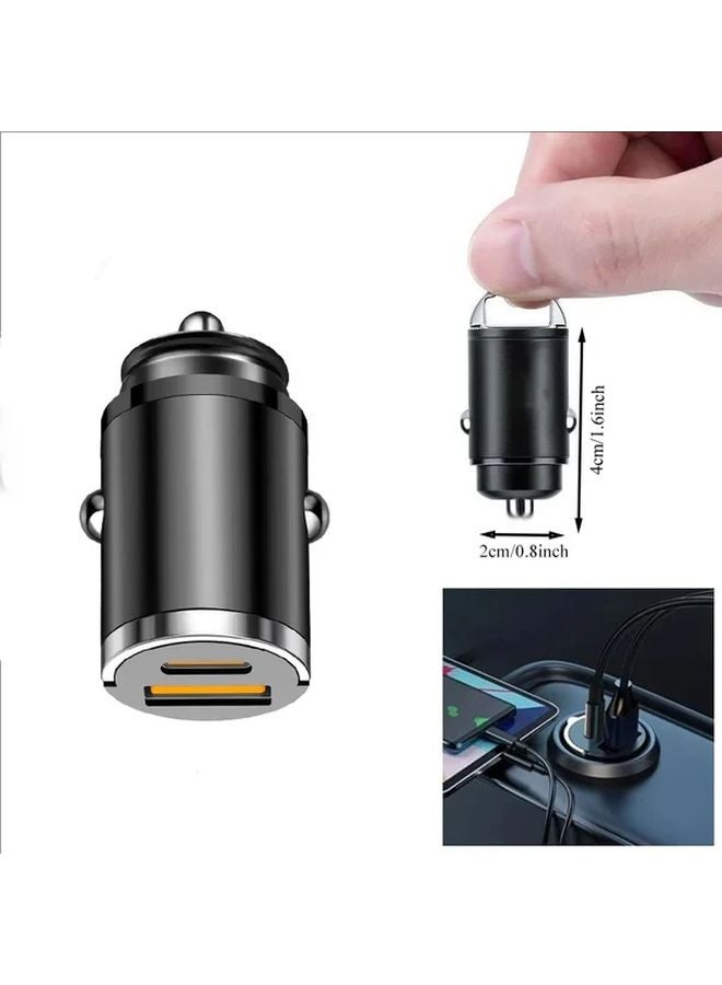 شاحن سيارة مزدوج المنفذ فائق الصغر 100 واط بشاحن سريع منفذ USB C و USB A باللون الأخضر - Image 3