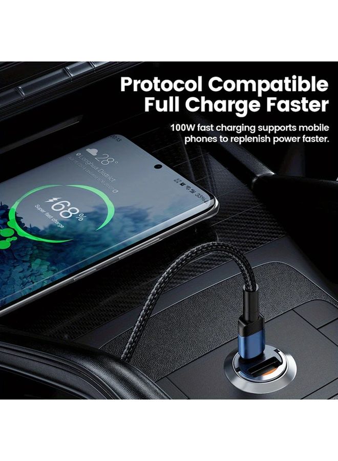 شاحن سيارة مزدوج المنفذ فائق الصغر 100 واط بشاحن سريع منفذ USB C و USB A باللون الأخضر - Image 5