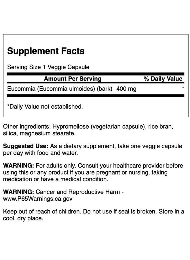 Swanson Full Spectrum Eucommia Bark 400 Milligrams 60 Veg Capsules - Image 2