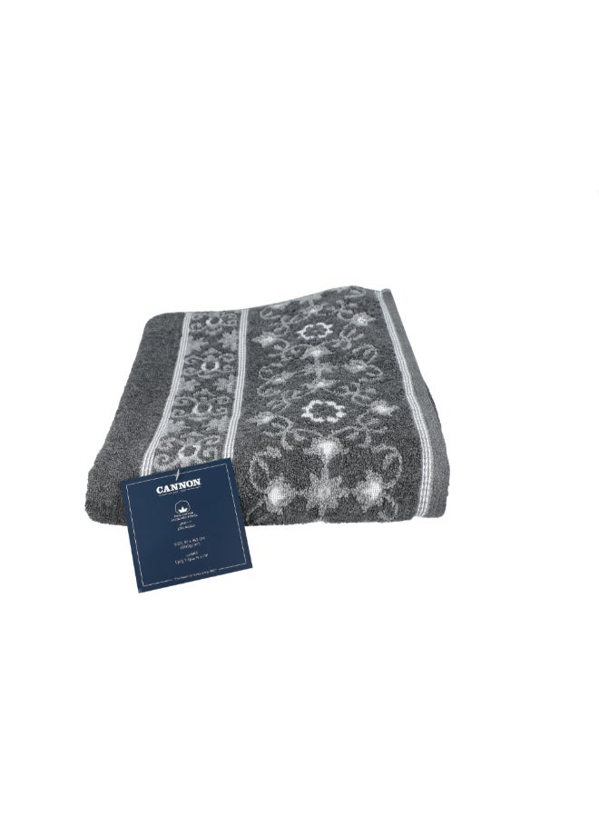 Cannon Floral Pattern Cotton Jacquard Towel Grey and White 81 x 163 cm F-T-CN-L81-JQ-GRY - Image 3