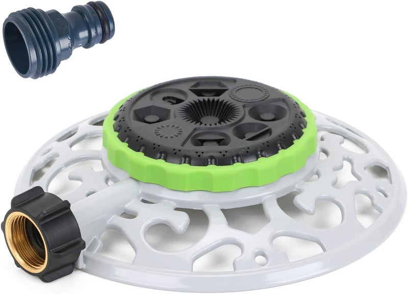 STYDDI Turret Pattern Sprinkler, 8-Pattern Stationary Water Sprinkler on Metal Decorative Base for Watering Small and Large Yards, Lawns, Garden or Odd Shaped Areas, Covers up to 1,225 sq. ft. - Image 1