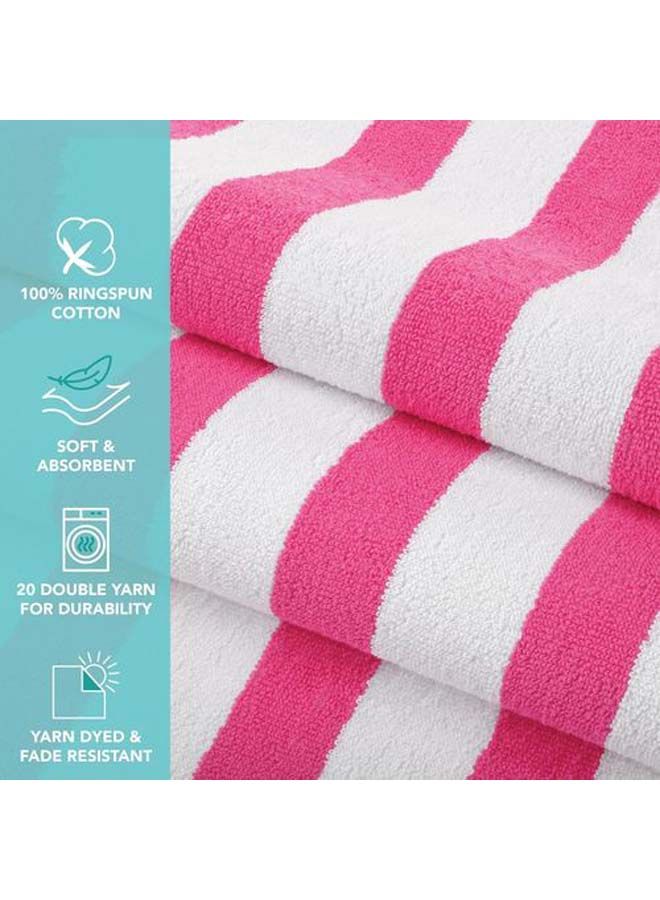 SIGNOOLA 2Piece Kids Beach Towel Striped Set 100x50 cm-White-Rose  - Image 3