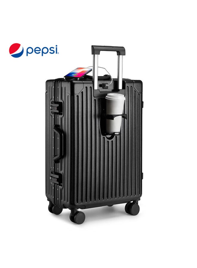 Pepsi Aluminum Frame Suitcase For Men And Women, 22-inch Large Capacity Travel Luggage With Spinner Wheels, Student Business Trolley Case With Password Lock - Image 1