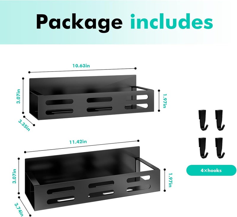 SETBAOO 2 Pack Magnetic Spice Rack for Refrigerator, Black Magnetic Shelf and Fridge Kitchen Cabinet Organizers Storage Seasoning Organization Mini Shelves, Organizadores de Cocina - Image 2
