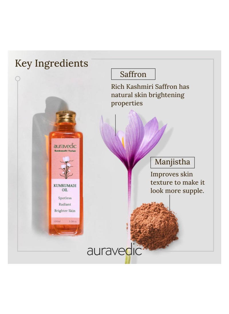 Auravedic - Auravedic Kumkumadi Oil, 100 Ml. Kumkumadi Face oil for Glowing Skin. Kumkumadi Tailam from kerala. - Image 1