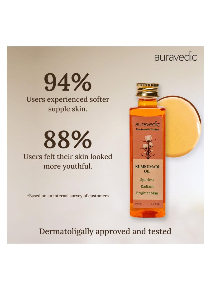 Auravedic - Auravedic Kumkumadi Oil, 100 Ml. Kumkumadi Face oil for Glowing Skin. Kumkumadi Tailam from kerala. - Image 1