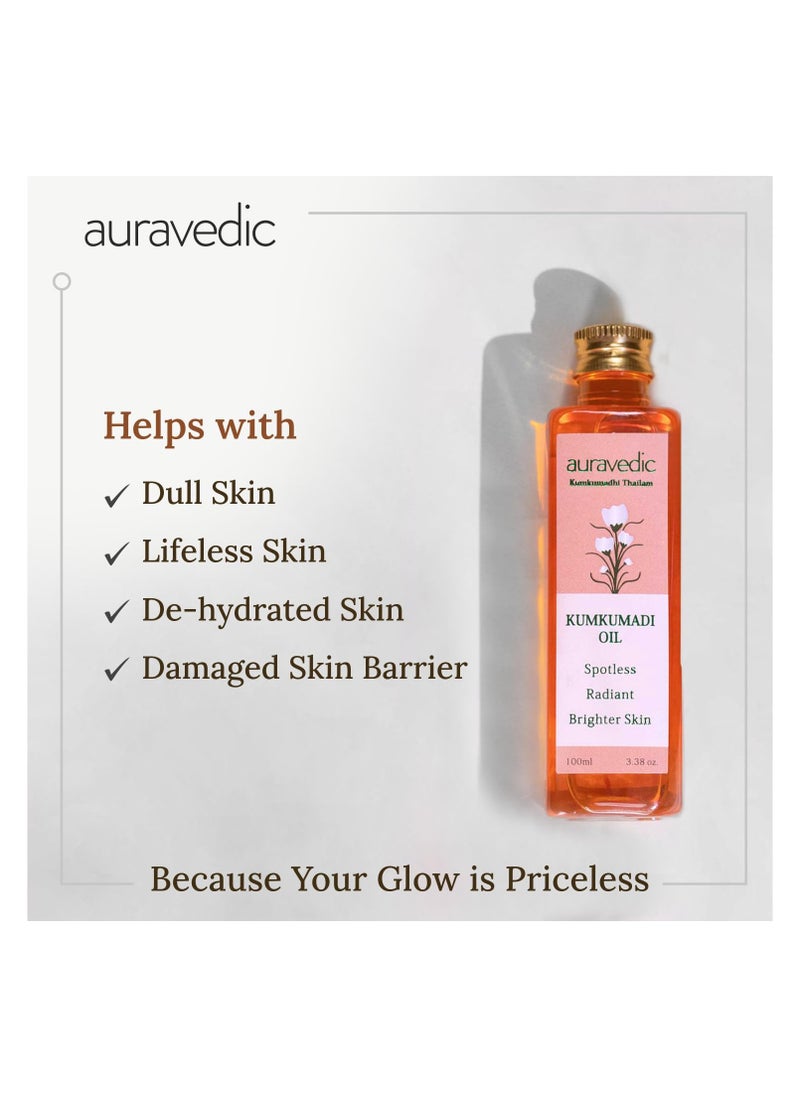 Auravedic - Auravedic Kumkumadi Oil, 100 Ml. Kumkumadi Face oil for Glowing Skin. Kumkumadi Tailam from kerala. - Image 1