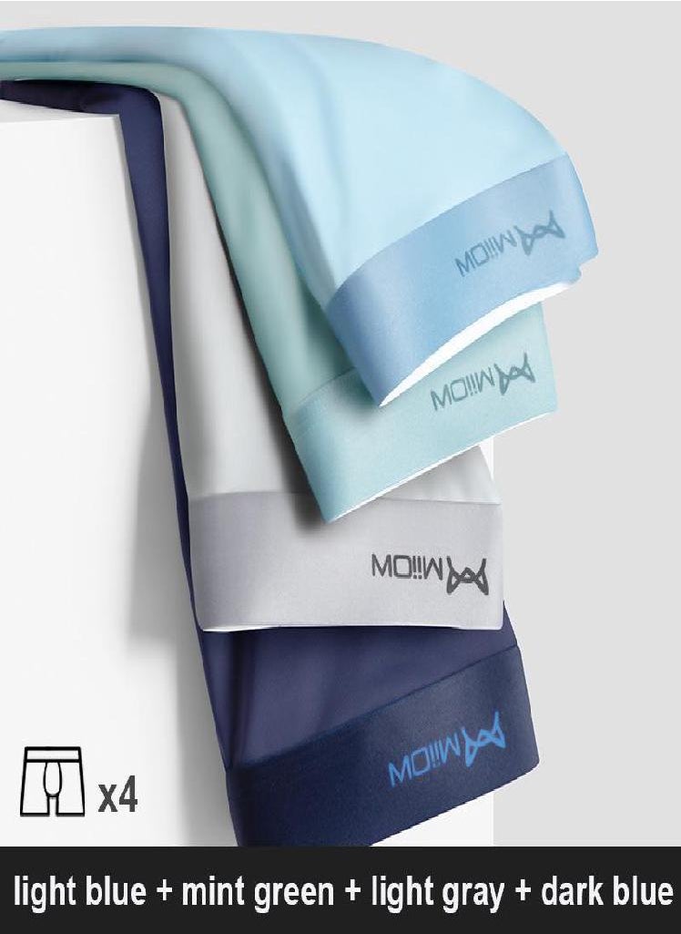 MIIOW - 4Pcs Lot Men Boxer Shorts Graphene Antibacterial Ice Silk Underwear Man Boxershorts Seamless Breathable Male Panties - Image 1