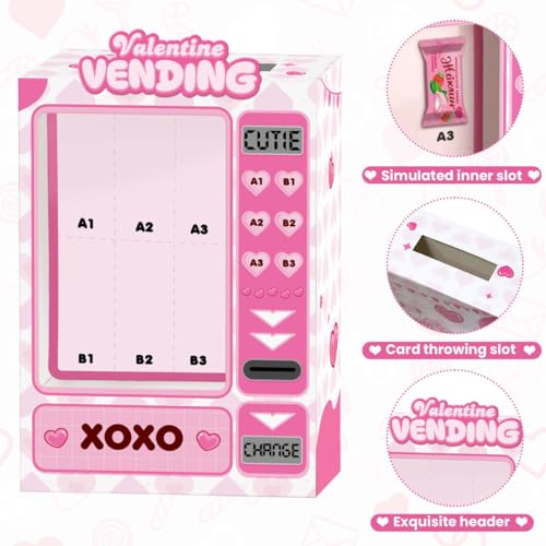 Gloween Valentines Day Boxes and Cards for Kids Classroom School Exchange, Great Valentines Gifts Party Favors for Boys Girls (1 DIY Vending Box, 32 Valentine Cards, 1 Teacher Card) - Image 3