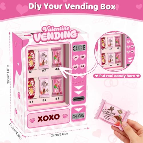 Gloween Valentines Day Boxes and Cards for Kids Classroom School Exchange, Great Valentines Gifts Party Favors for Boys Girls (1 DIY Vending Box, 32 Valentine Cards, 1 Teacher Card) - Image 4