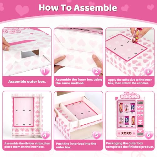 Gloween Valentines Day Boxes and Cards for Kids Classroom School Exchange, Great Valentines Gifts Party Favors for Boys Girls (1 DIY Vending Box, 32 Valentine Cards, 1 Teacher Card) - Image 5