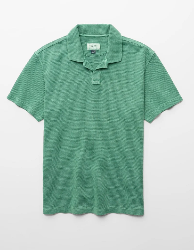 American Eagle  AE Standard Fit Johnny Collar Knit Polo Shirt for Men | Best Price UAE