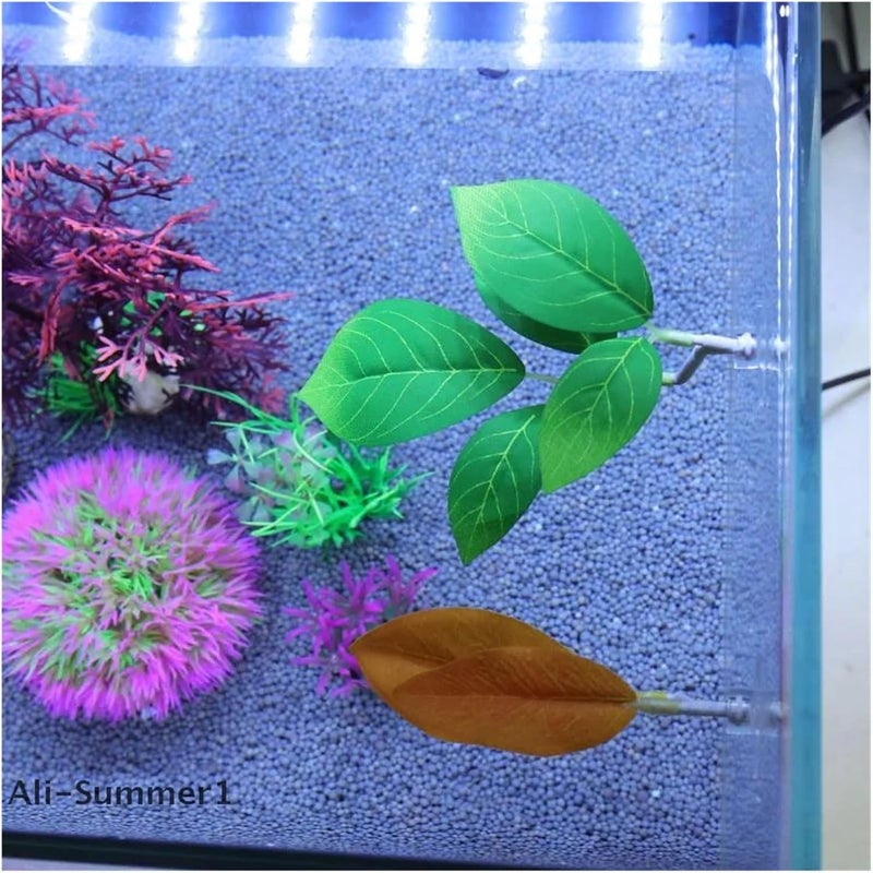 16 Pcs Fish Spawning Ornamental Artificial Leaf Hammock Pets Tank Decor Betta Relax Play Plants Aquarium Decoration(ColorA7) - Image 5