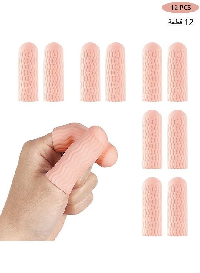 12 PCS Finger Cots - Finger Protectors Gel Finger Gloves Covers Fingertip Sleeves Guards for Cracked Skin, Trigger Finger and More, Large Size