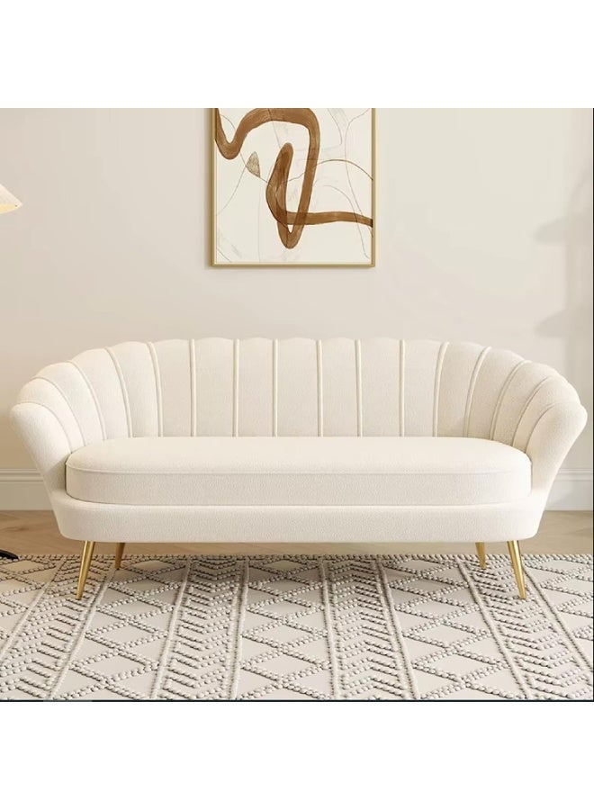 Zayn comforts طقم أرائك بتلات المخمل الملكي الحديث - أريكة فاخرة تتسع لشخصين أو ثلاثة للراحة في غرفة المعيشة أو المنزل أو المكتب (أبيض، تتسع لشخصين) - Image 1