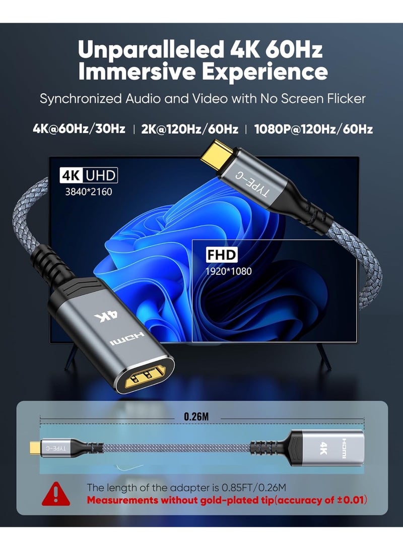 4K@60Hz USB C to HDMI Adapter, [High Speed, Thunderbolt 3/4] USB Type C to HDMI Adapter Groundbreaking Performance, Compatible for iPhone 15 Pro/Max, MacBook Pro/Air, iPad, iMac and More - Image 4