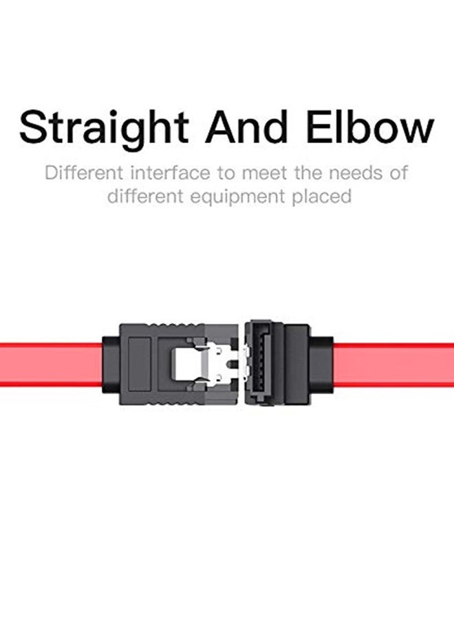 بشكل مختصر [حزمة من 6 قطع] كابل SATA III 3.0، (3 مستقيمة + 3 بزاوية) 19 بوصة/50 سم SATA III 6.0 جيجابت في الثانية 7 سنون مستقيمة/بزاوية قائمة HDD SSD Cd Driver، كابل بيانات Cd Writer مع مزلاج قفل (3 أزرق، 3 أحمر) - Image 2