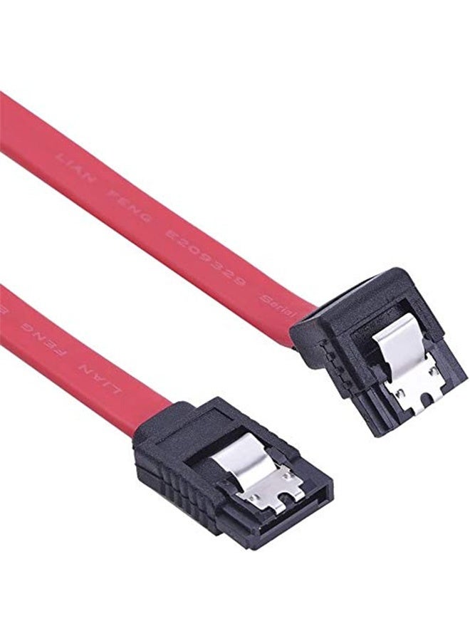 بشكل مختصر [حزمة من 6 قطع] كابل SATA III 3.0، (3 مستقيمة + 3 بزاوية) 19 بوصة/50 سم SATA III 6.0 جيجابت في الثانية 7 سنون مستقيمة/بزاوية قائمة HDD SSD Cd Driver، كابل بيانات Cd Writer مع مزلاج قفل (3 أزرق، 3 أحمر) - Image 4