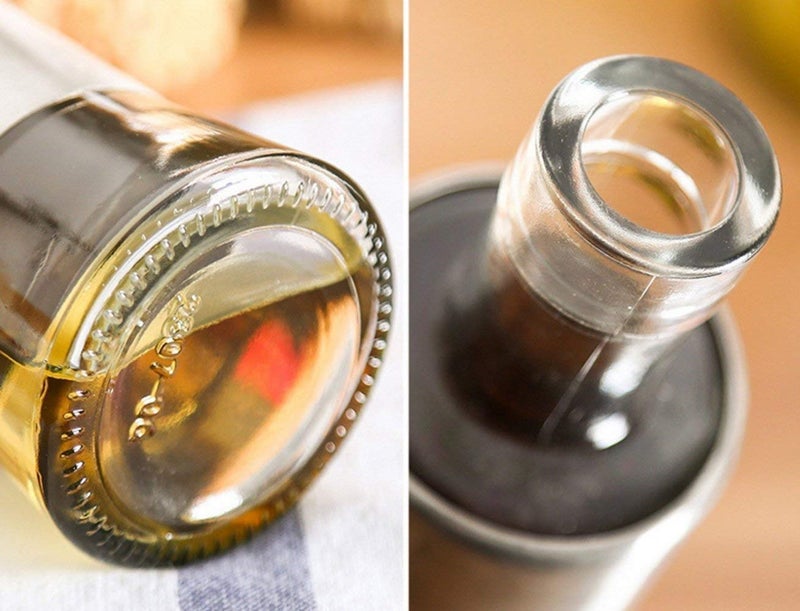 Varahry Glass Oil Dispenser 300ml Vinegar Cruet Stainless Steel Cover Set of 2 - Image 5